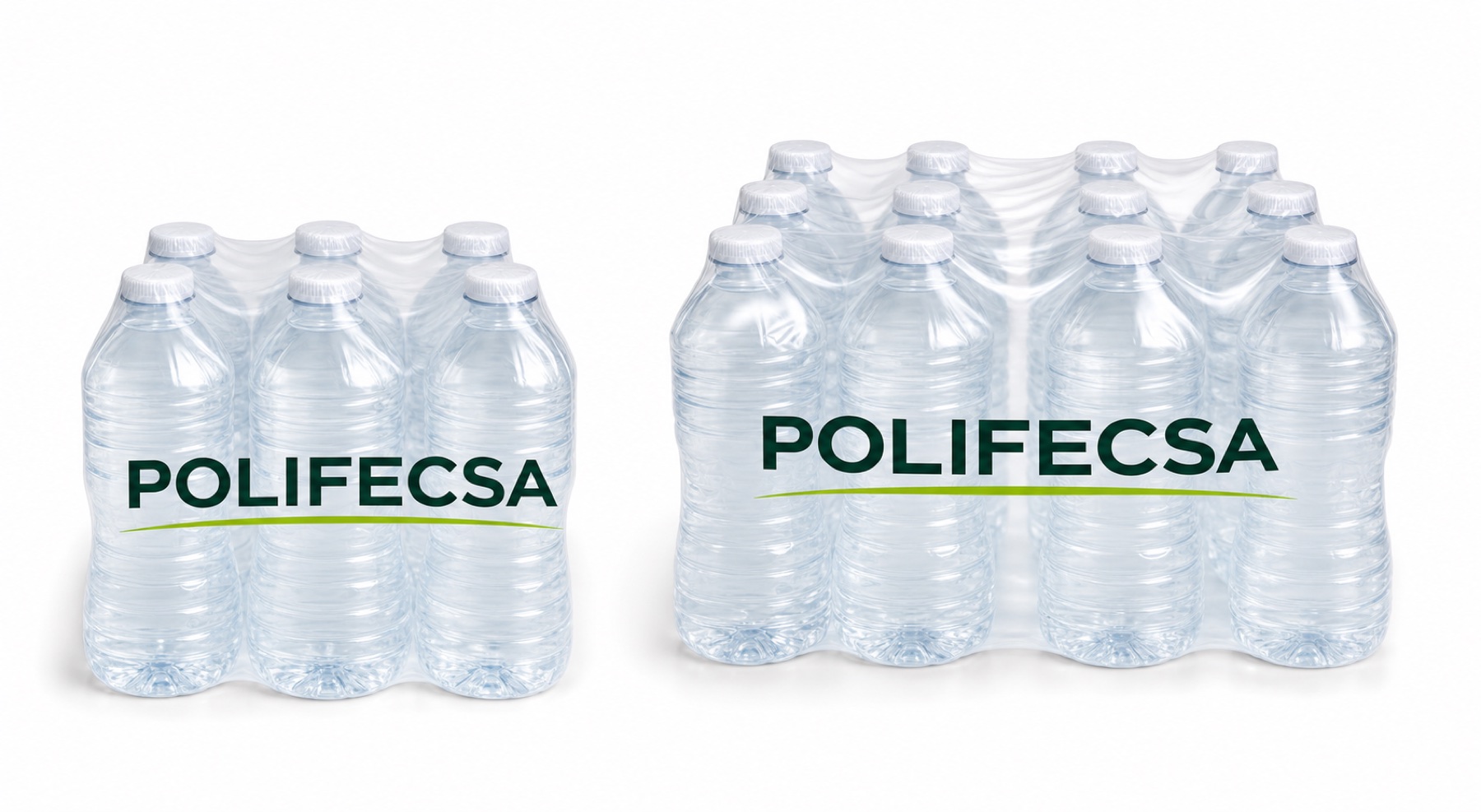 Pack de 6 y 12 botellas termoencogidas con impresión POLIFECSA